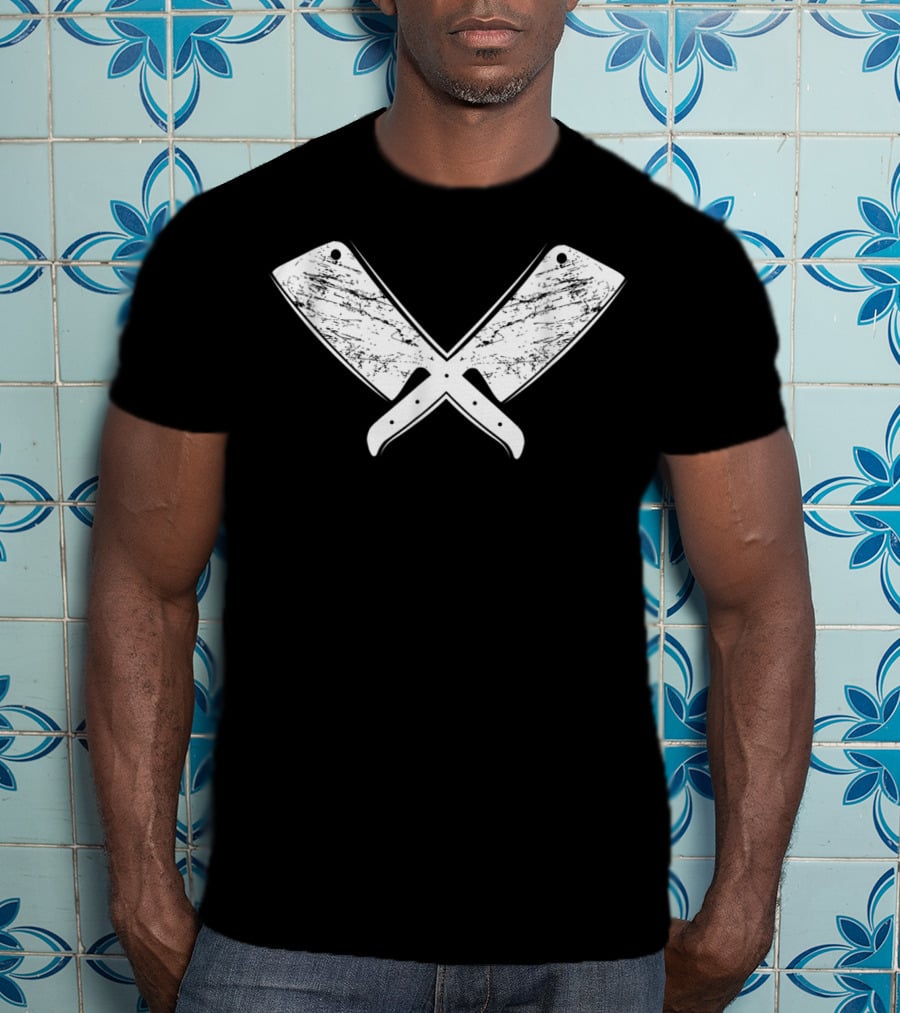 Vintage Butcher Knife Meat Cook Crossed Cleavers T-Shirt