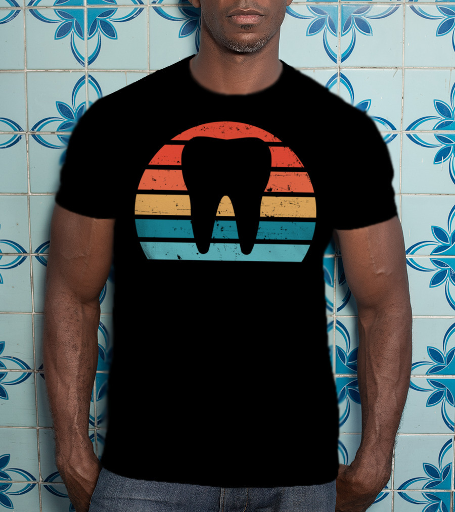 Vintage Dentist Dental Assistant Retro Tooth Stripes T-Shirt