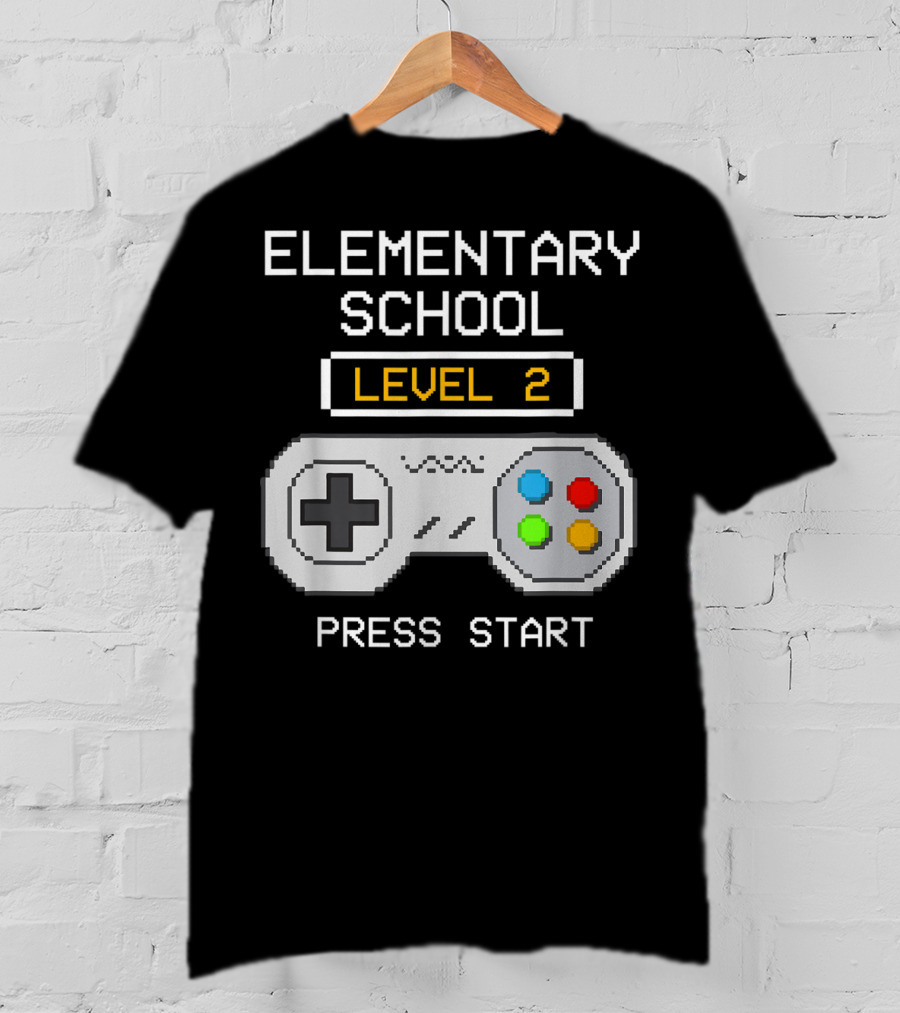 Elementary School Level 2 Press Start Gamer Back To School Game T-Shirt