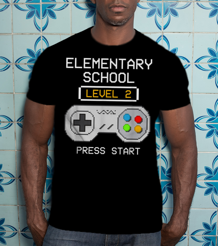Elementary School Level 2 Press Start Gamer Back To School Game T-Shirt