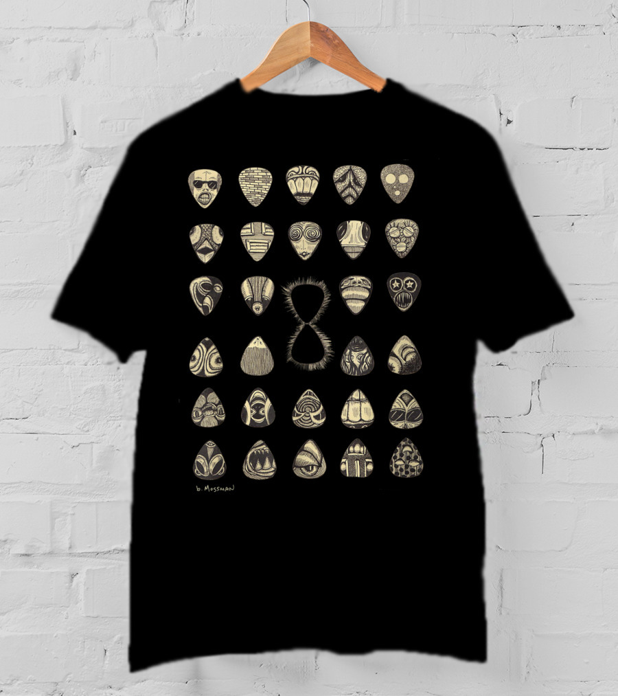 30 Guitar Bass Picks Plectrums Tribal Masks T-Shirt
