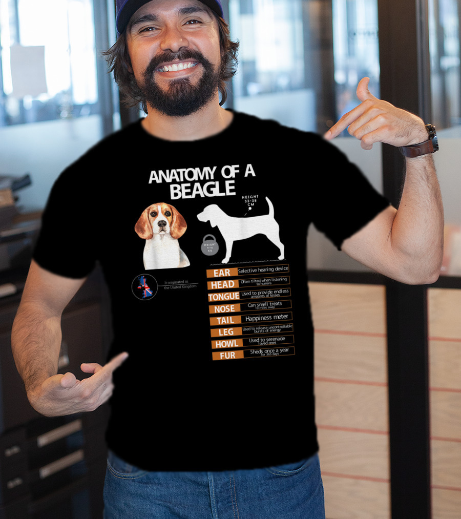 Anatomy Of A Beagle Ear Head Tongue Nose Tail Leg Howl Fur Mom Grandma Dad T-Shirt