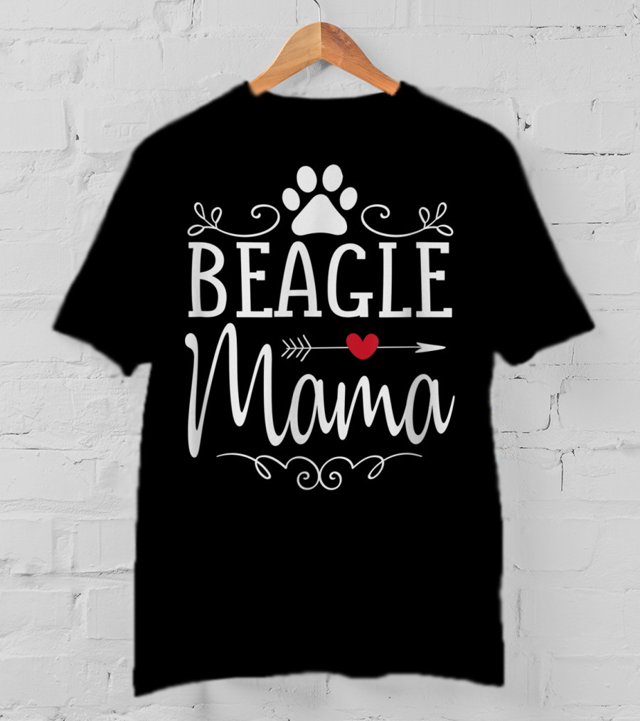 Beagle Mama Paw Print Heart Arrow T-Shirt