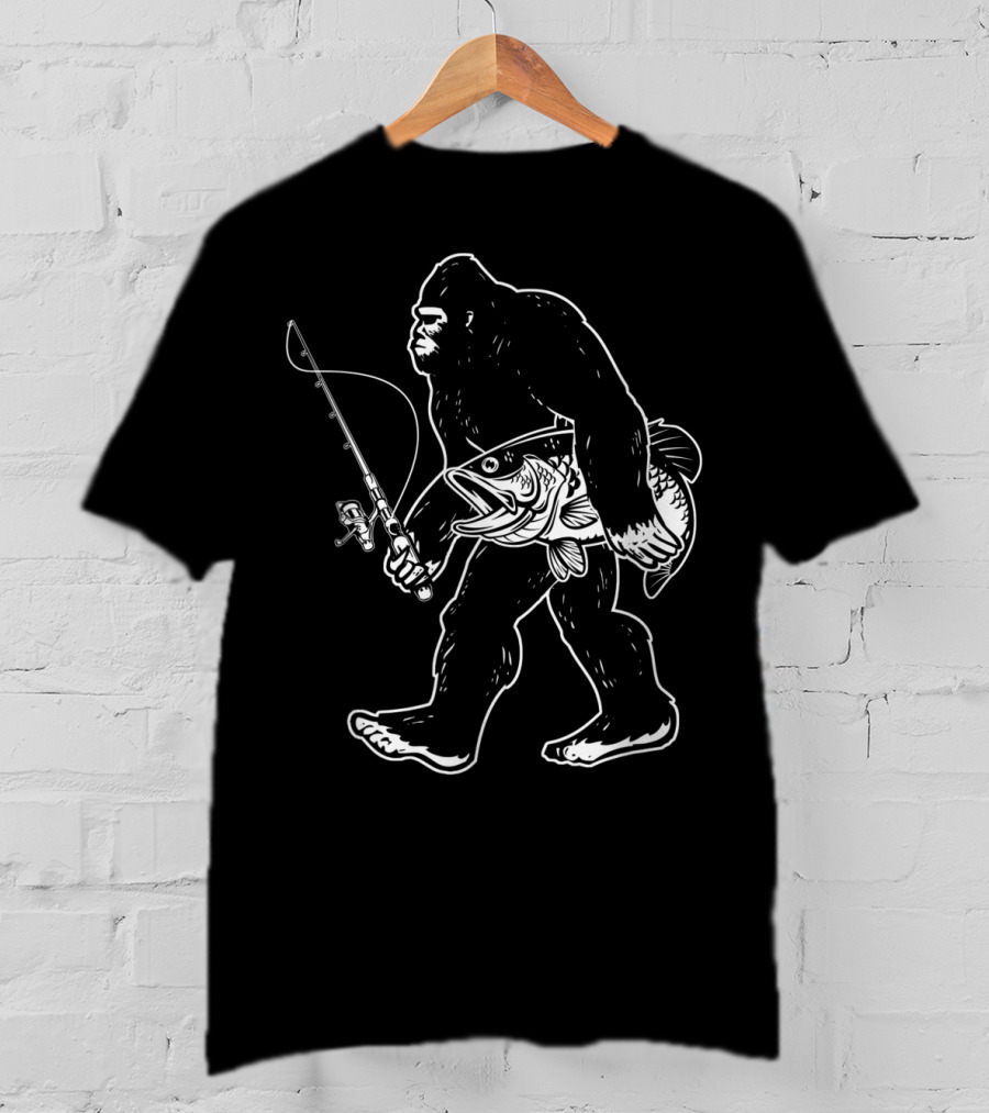 Bigfoot Bass Fishing Sasquatch Gear T-Shirt
