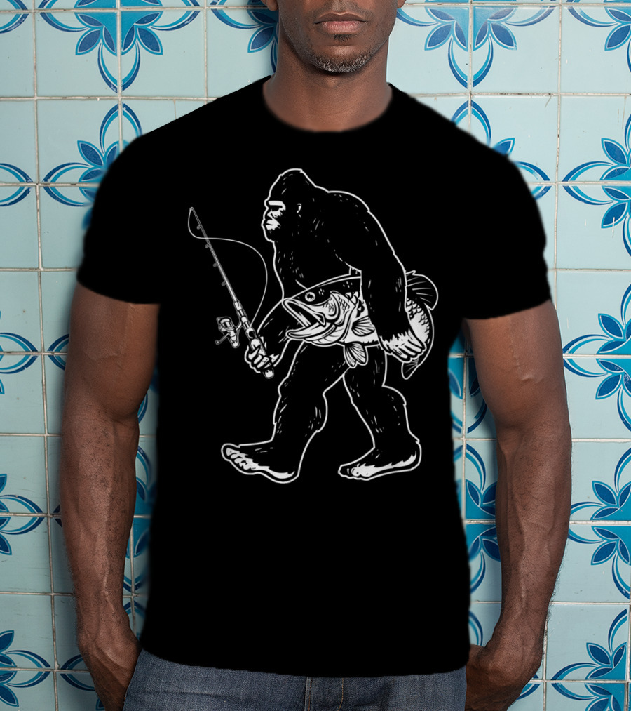 Bigfoot Bass Fishing Sasquatch Gear T-Shirt
