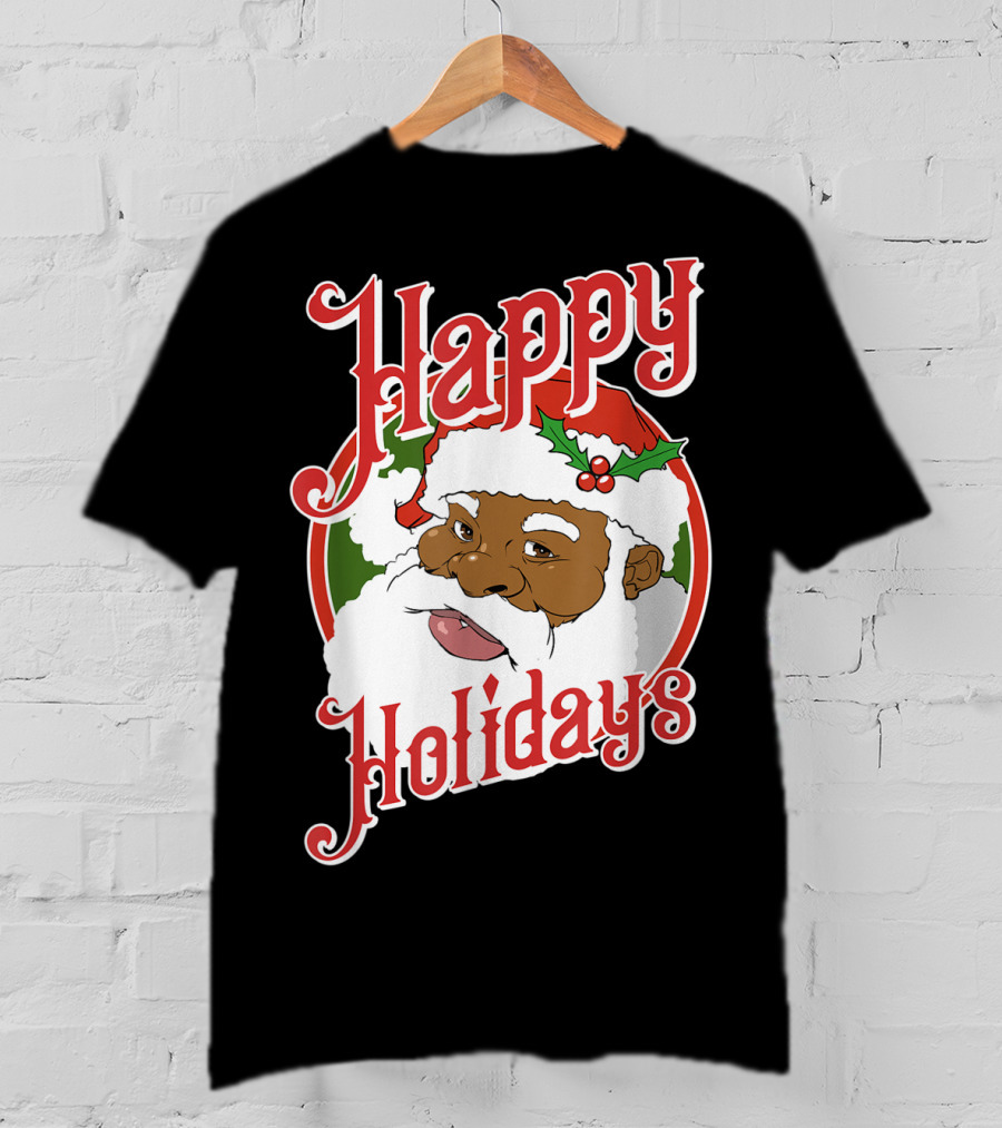 Happy Holidays African American Santa Claus T-Shirt