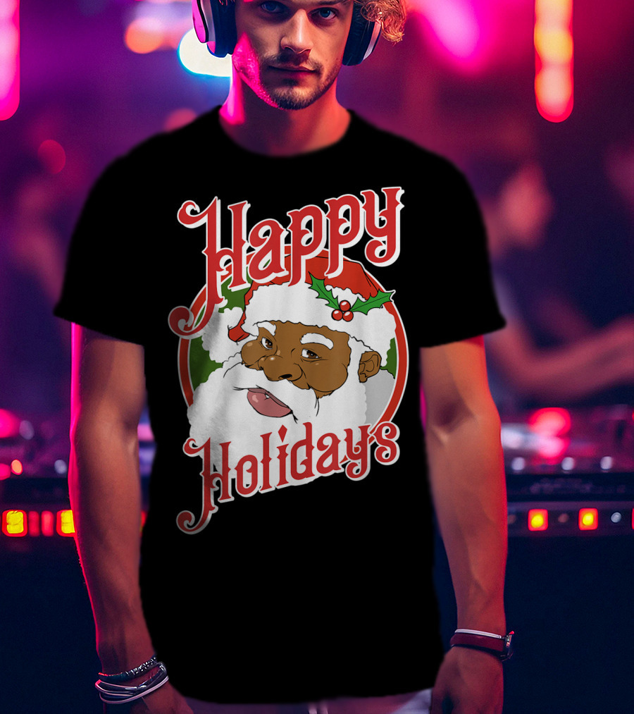 Happy Holidays African American Santa Claus T-Shirt