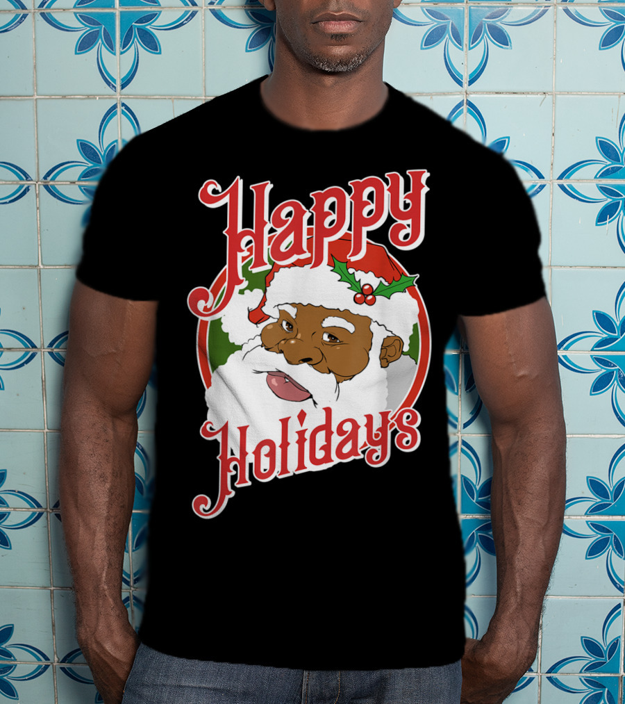 Happy Holidays African American Santa Claus T-Shirt