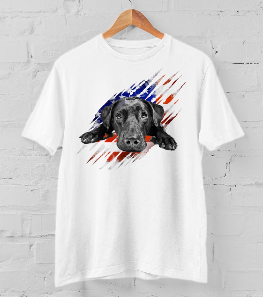 Black Labrador USA Flag Lab Owner Bird Duck Retriever Patriot T-Shirt
