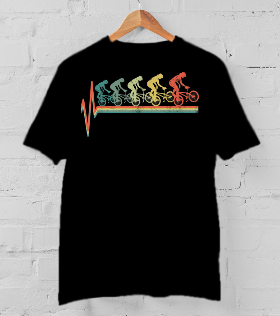 BMX Vintage Bike Rider Heartbeat Retro Cycling T-Shirt