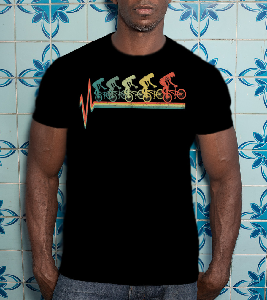 BMX Vintage Bike Rider Heartbeat Retro Cycling T-Shirt