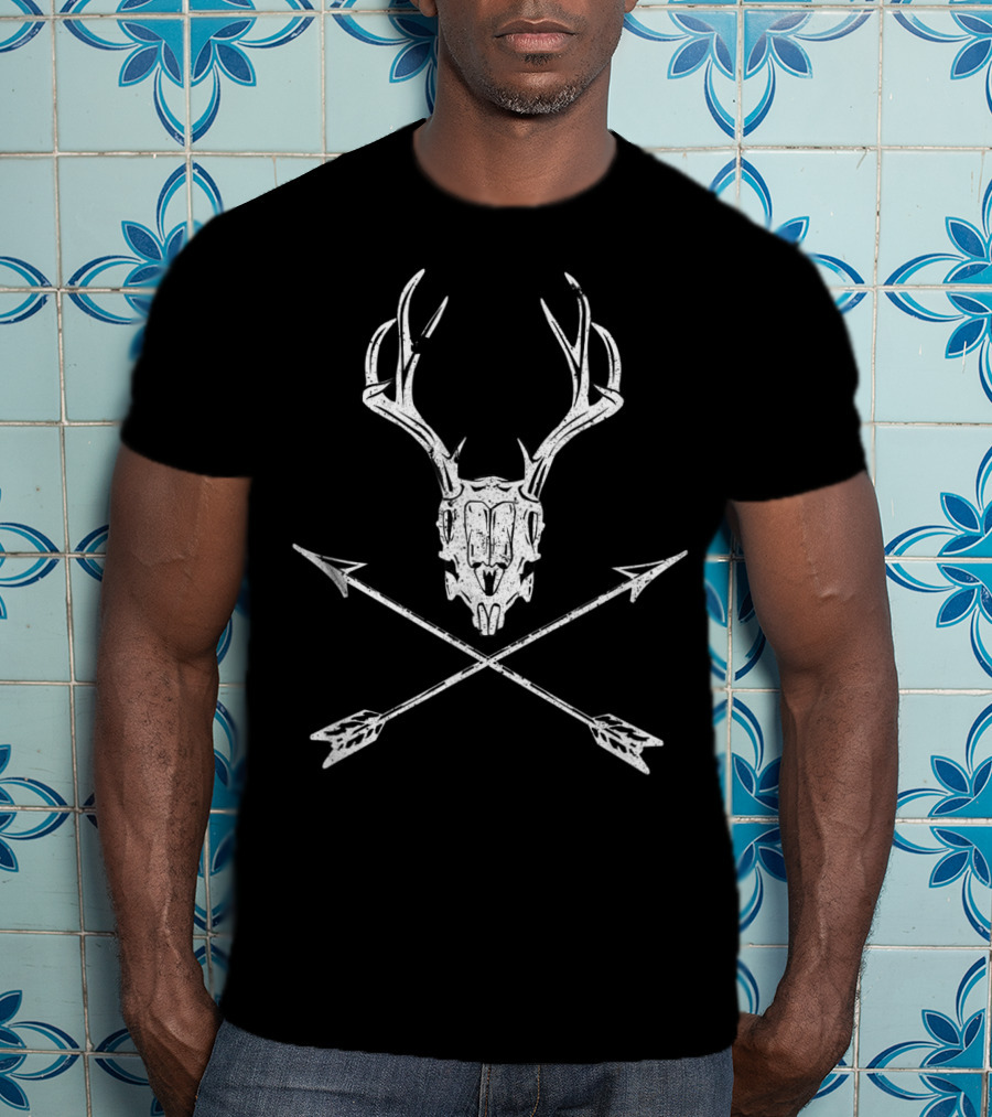 Bow Hunting Vintage Deer Skull With Crossed Arrows T-Shirt