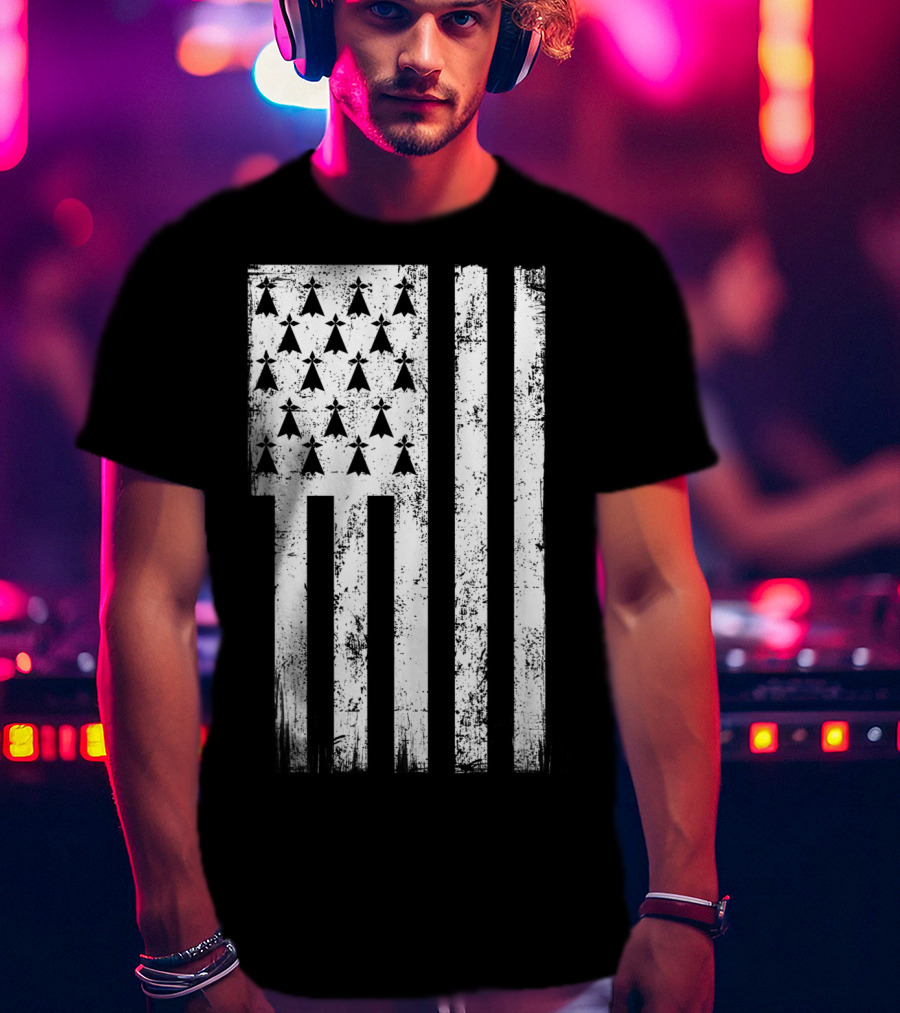 Bretagne Flag Distressed Bretagne Region Of France T-Shirt