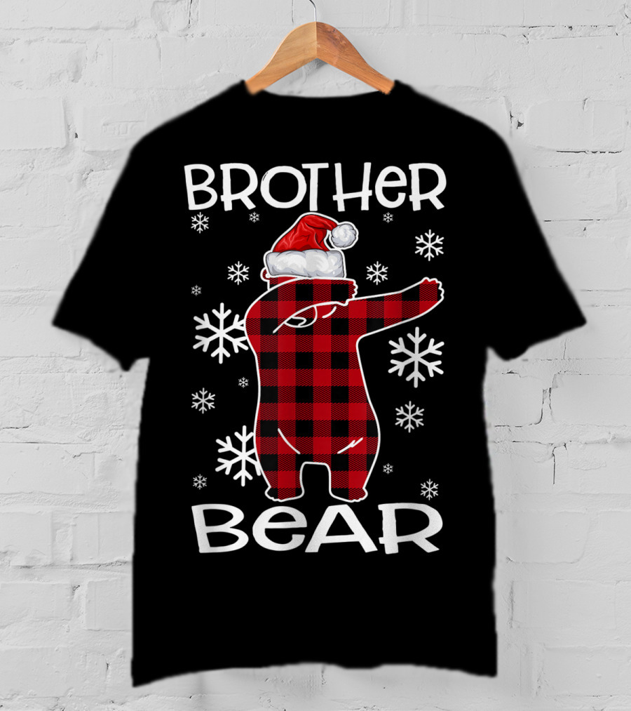 Brother Bear Dabbing In Santa Hat With Snowflakes T-Shirt