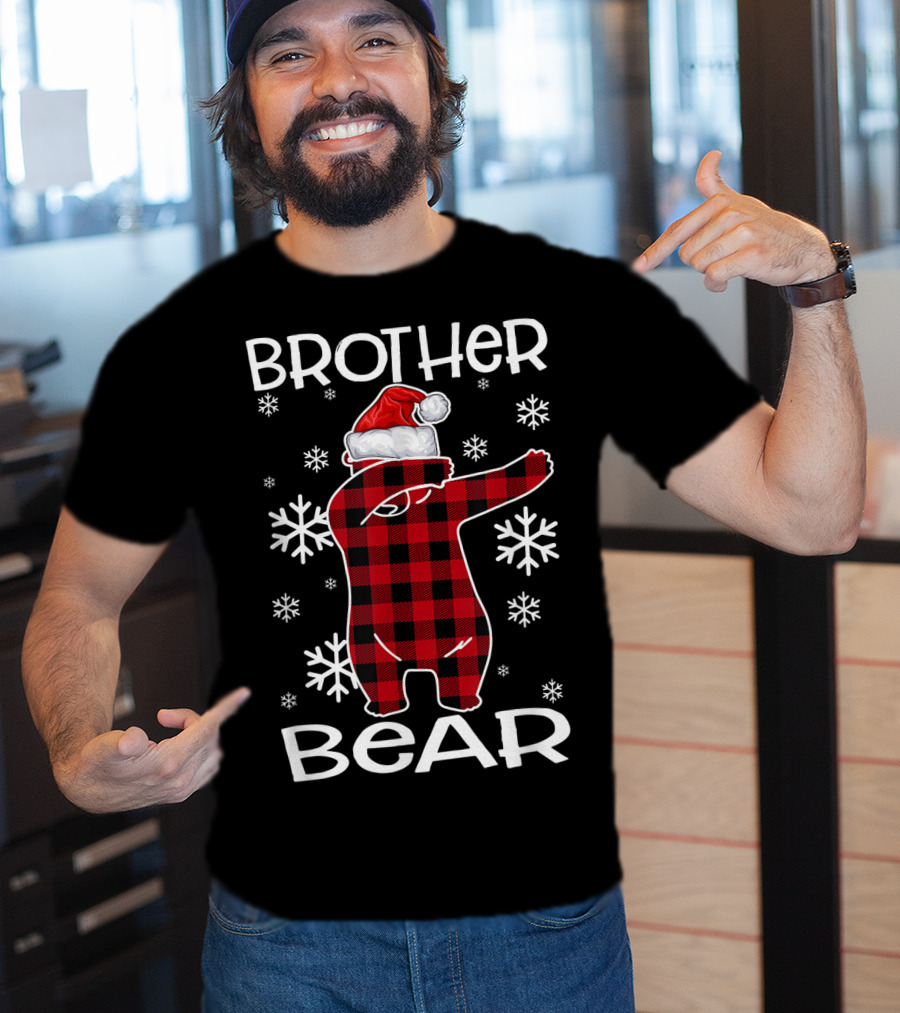 Brother Bear Dabbing In Santa Hat With Snowflakes T-Shirt