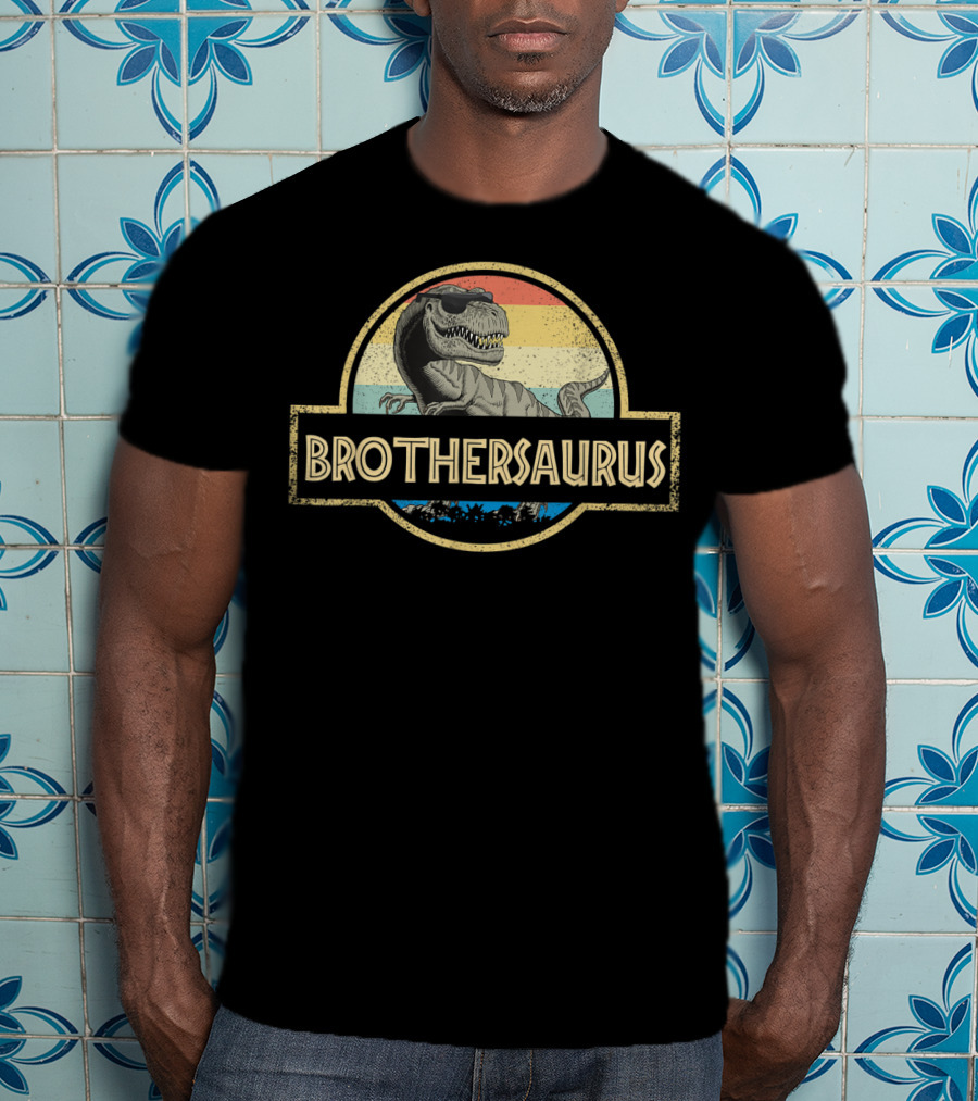 Brothersaurus Retro T-Rex Dinosaur T-Shirt