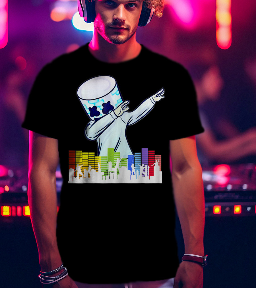 Buy All I Want For Christmas Is Marshmallow With Dancing DJ And Colorful Sound Bars T-Shirt