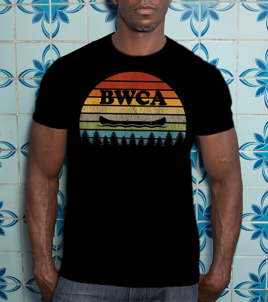 BWCA Minnesota Vintage Canoe Retro Sunset Forest T-Shirt