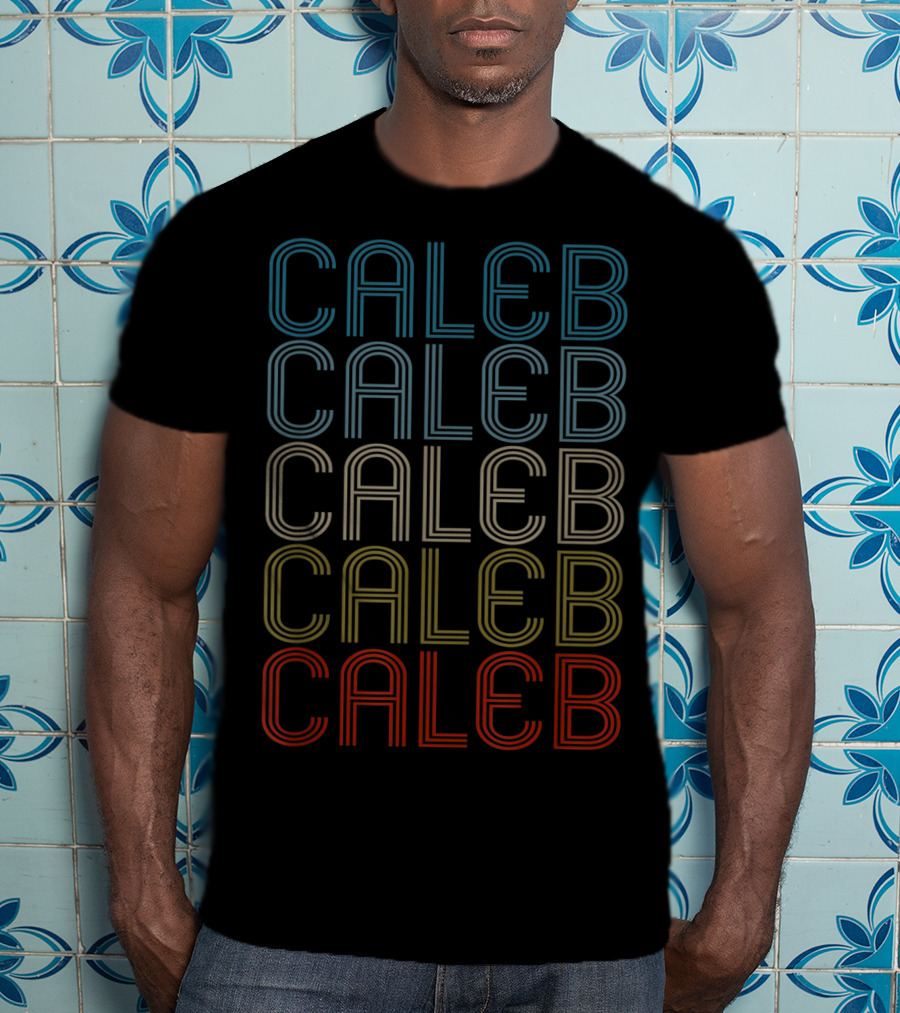 Caleb Bold Multicolor Repeated Name T-Shirt