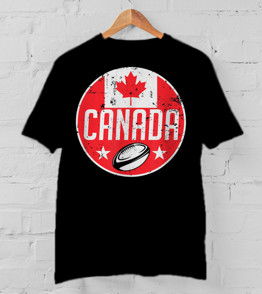 Canada Rugby Flag Supporter Jersey Canadian Maple Leaf Emblem T-Shirt