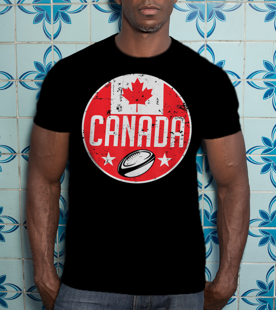 Canada Rugby Flag Supporter Jersey Canadian Maple Leaf Emblem T-Shirt