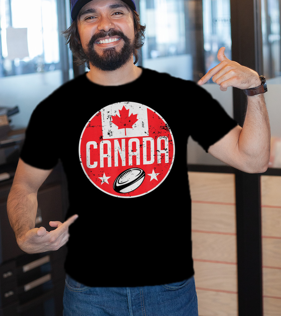 Canada Rugby Flag Supporter Jersey Canadian Maple Leaf Emblem T-Shirt