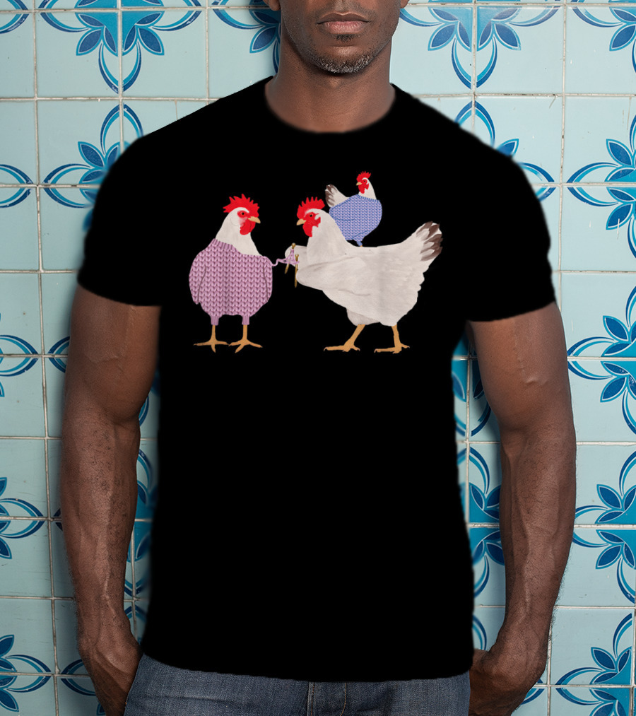 Chicken Knitting Sweaters Trio Whimsical Knitwear Comedy T-Shirt