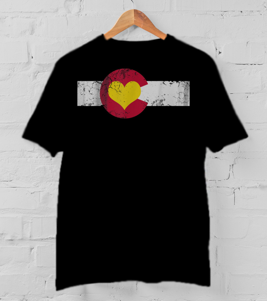 Colorado State Flag Heart Distressed T-Shirt