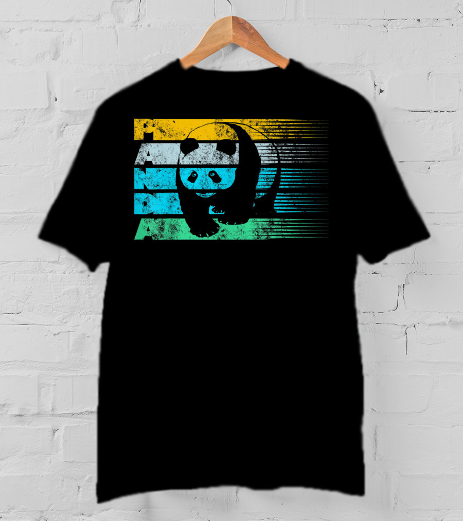 Panda Retro Vintage Stripes Cool Panda Bear T-Shirt