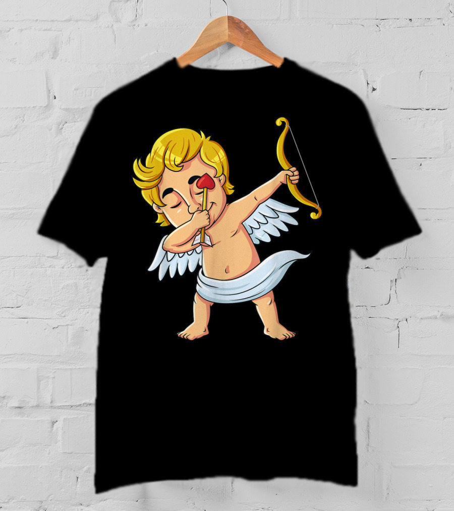 Cupid Dabbing With Heart Arrow Valentine's Day T-Shirt