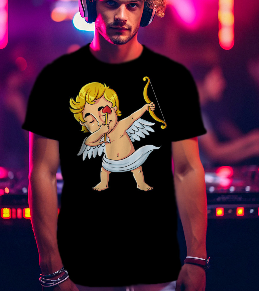 Cupid Dabbing With Heart Arrow Valentine's Day T-Shirt