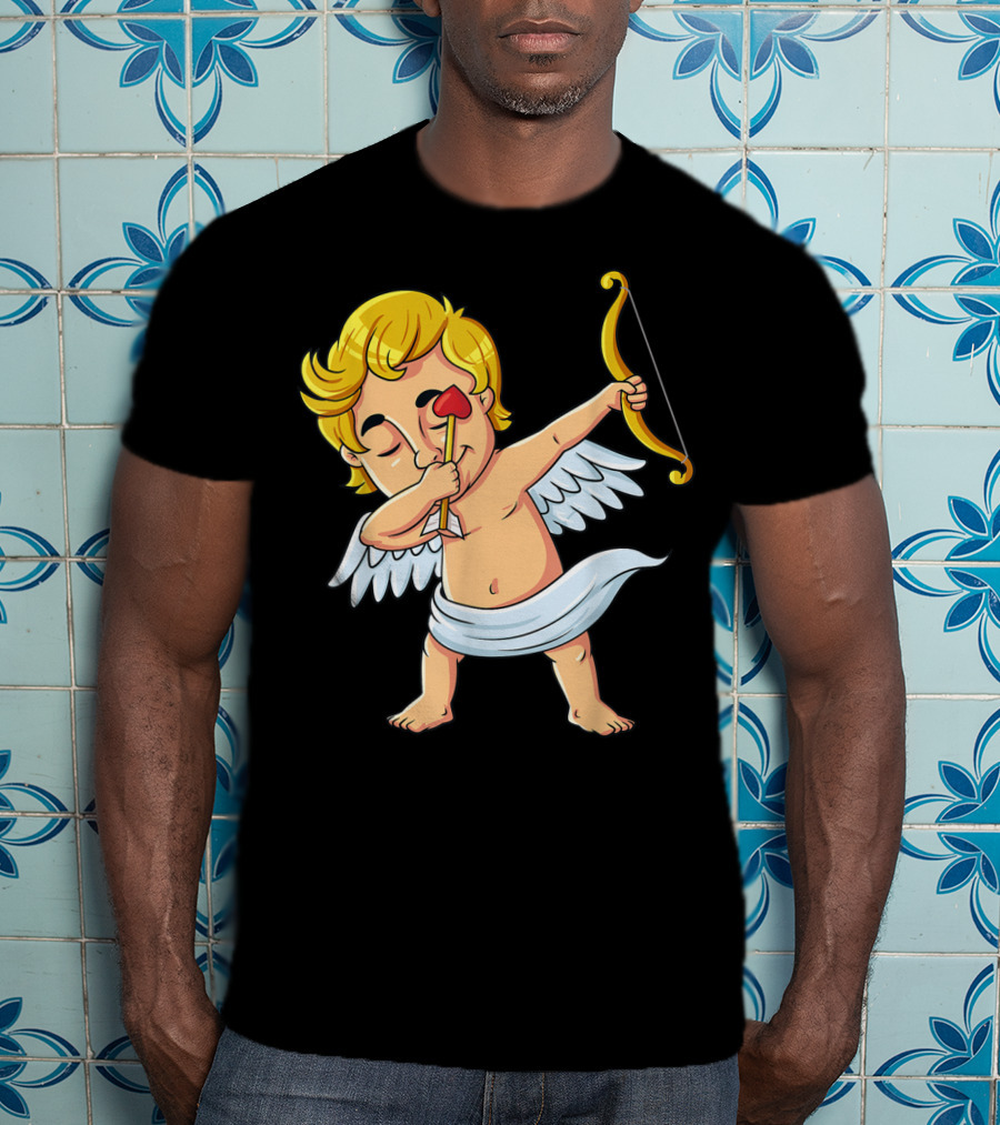 Cupid Dabbing With Heart Arrow Valentine's Day T-Shirt