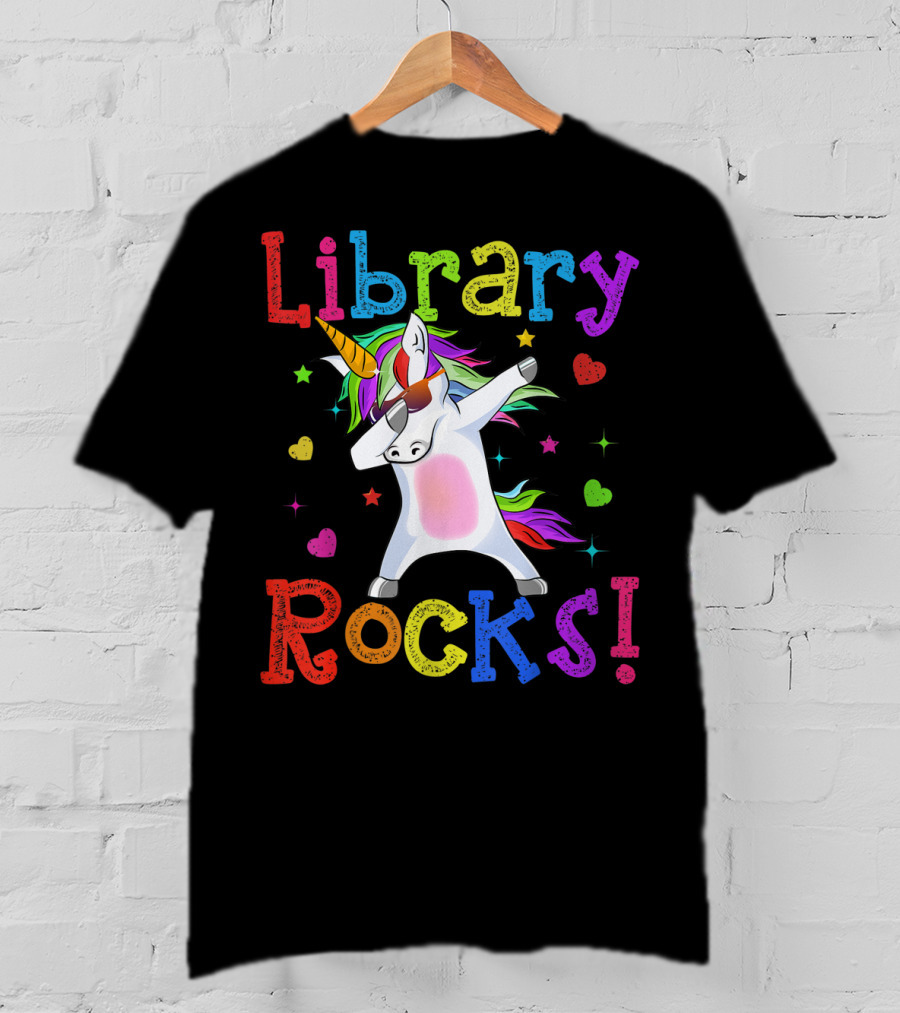 Library Rocks Dabbing Unicorn 1st Day T-Shirt