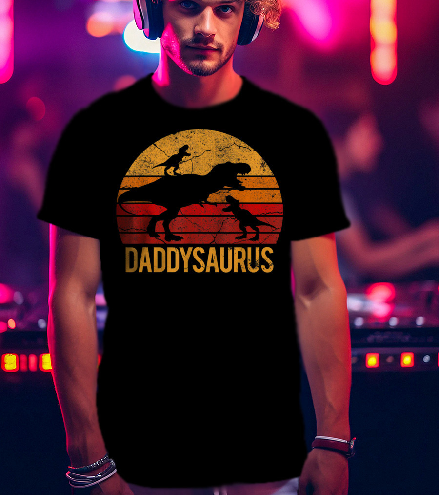 Daddysaurus Dinosaur Daddy Two 2 T-Shirt