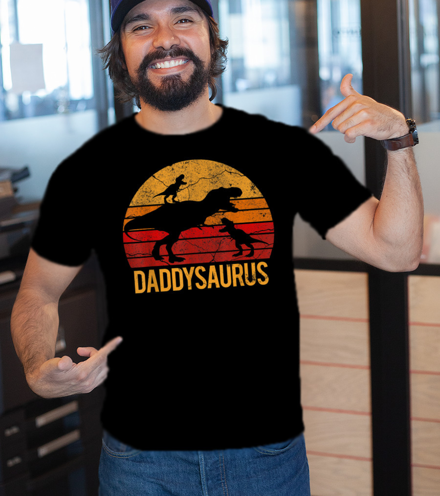 Daddysaurus Dinosaur Daddy Two 2 T-Shirt