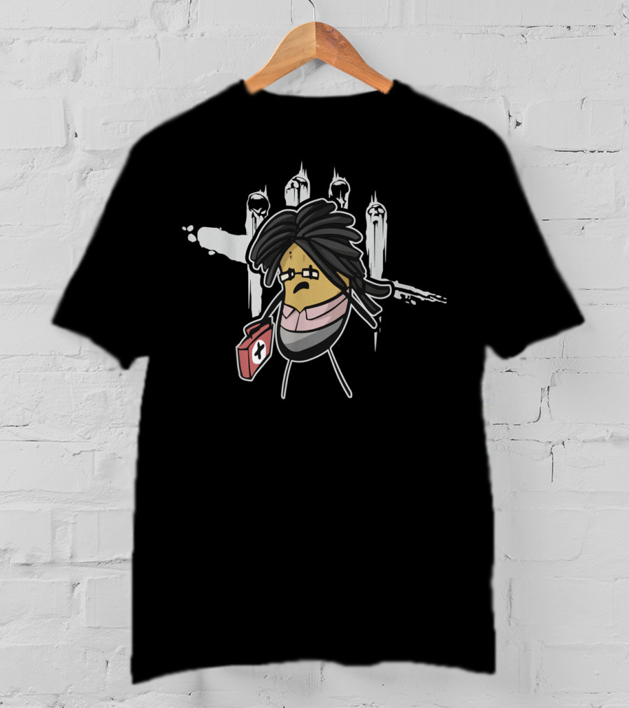 Dead By Daylight Potato Survivor Medkit With Five Killers Handprint Background T-Shirt