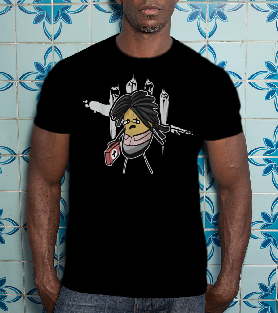 Dead By Daylight Potato Survivor Medkit With Five Killers Handprint Background T-Shirt