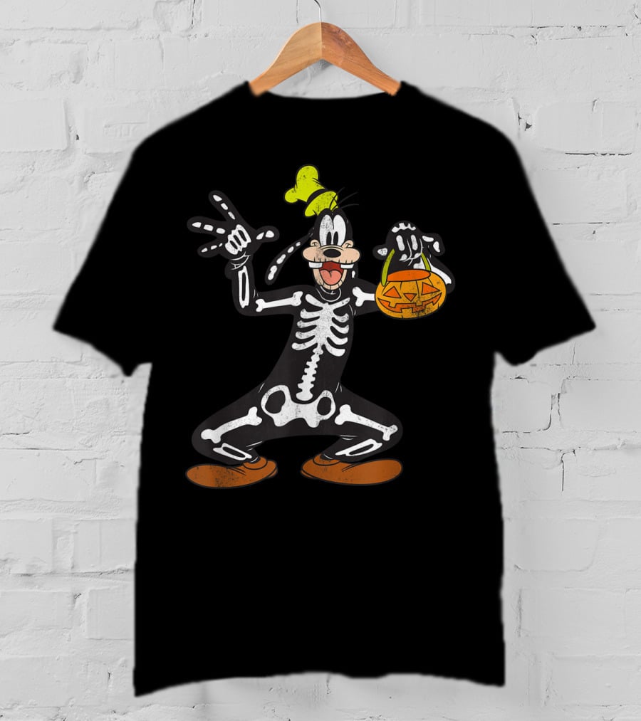 Disney Goofy Halloween Skeleton Jack-O'-Lantern T-Shirt