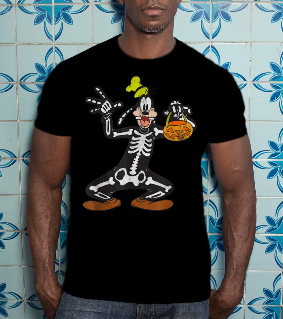 Disney Goofy Halloween Skeleton Jack-O'-Lantern T-Shirt