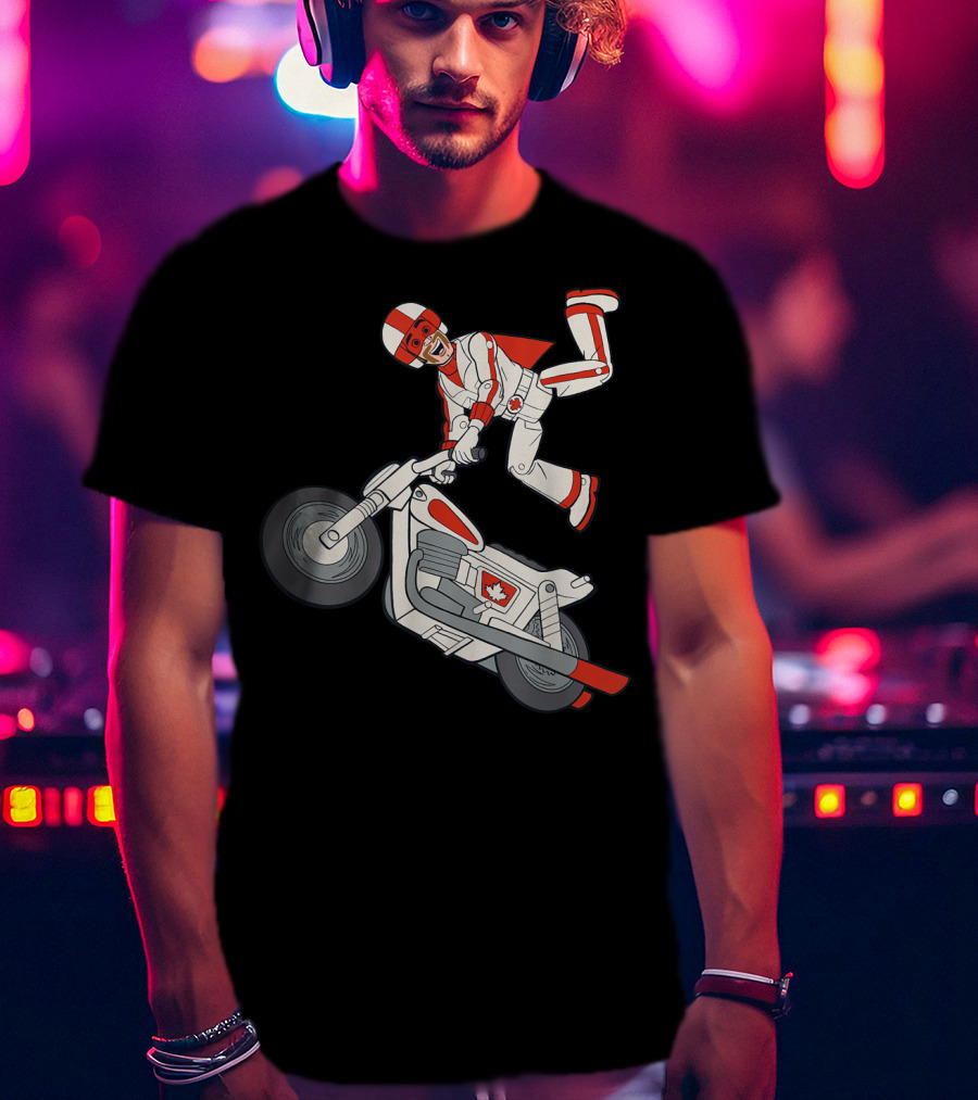 Disney Pixar Toy Story 4 Duke Caboom Canadian Motorcycle Stunt Rider T-Shirt