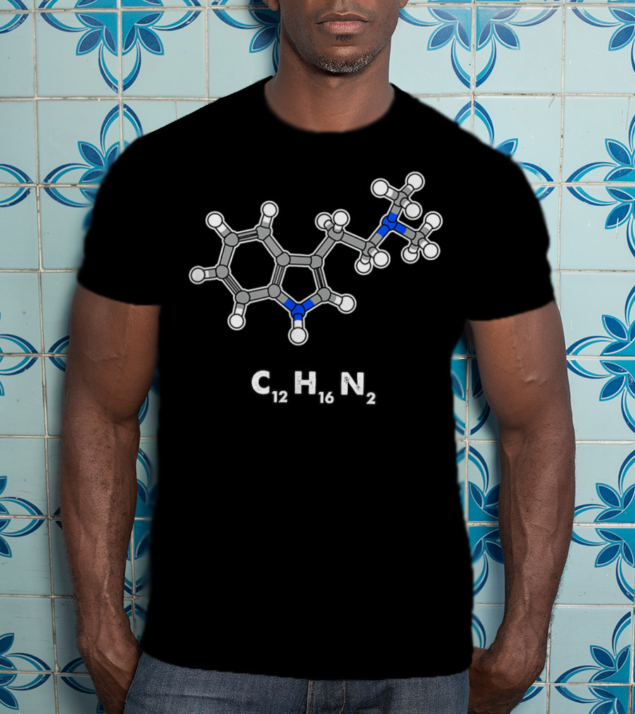 DMT Molecule C12H16N2 Hallucinogenic Structure T-Shirt