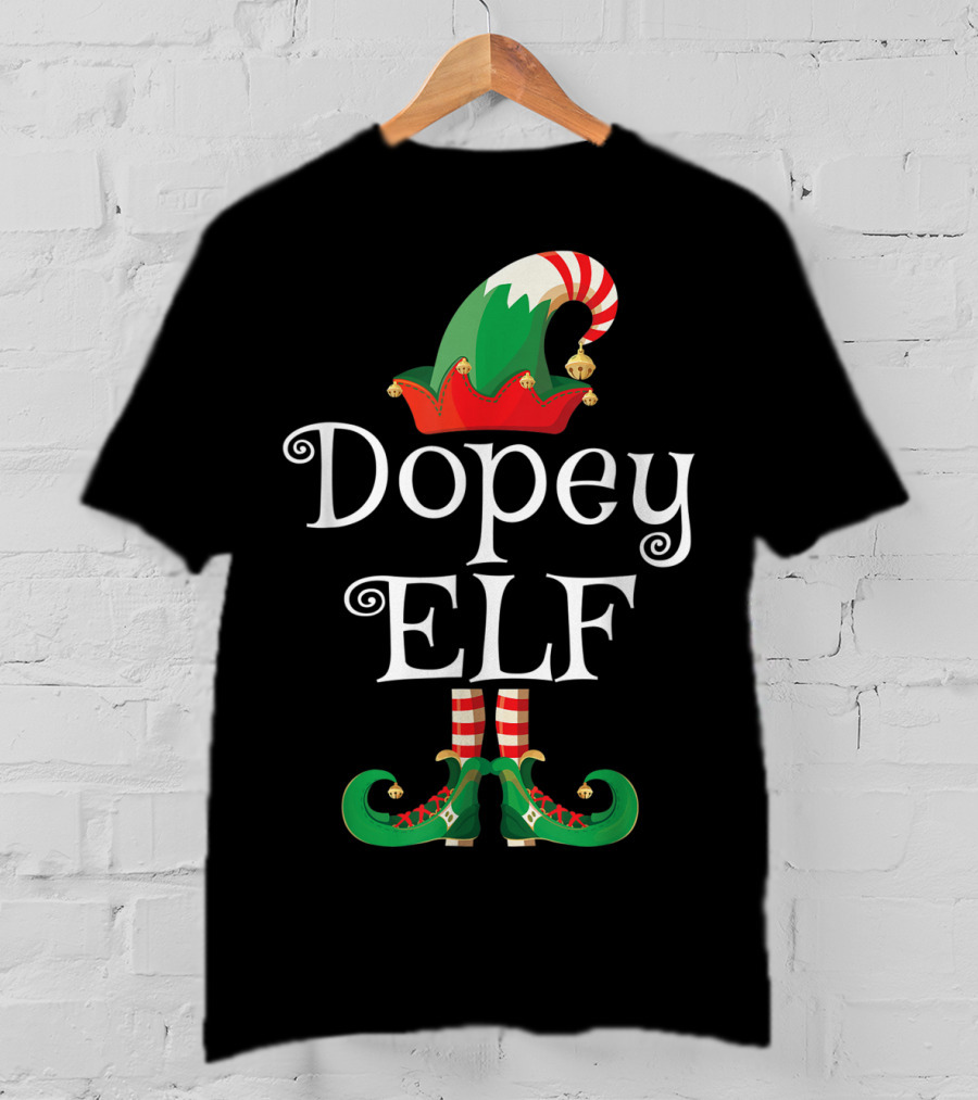 Dopey Elf Christmas Hat And Shoes T-Shirt