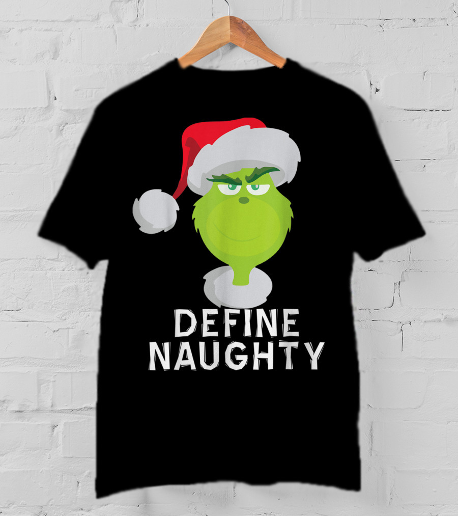 DrSeuss TheGrinch Define Naughty Santa Hat Christmas T-Shirt