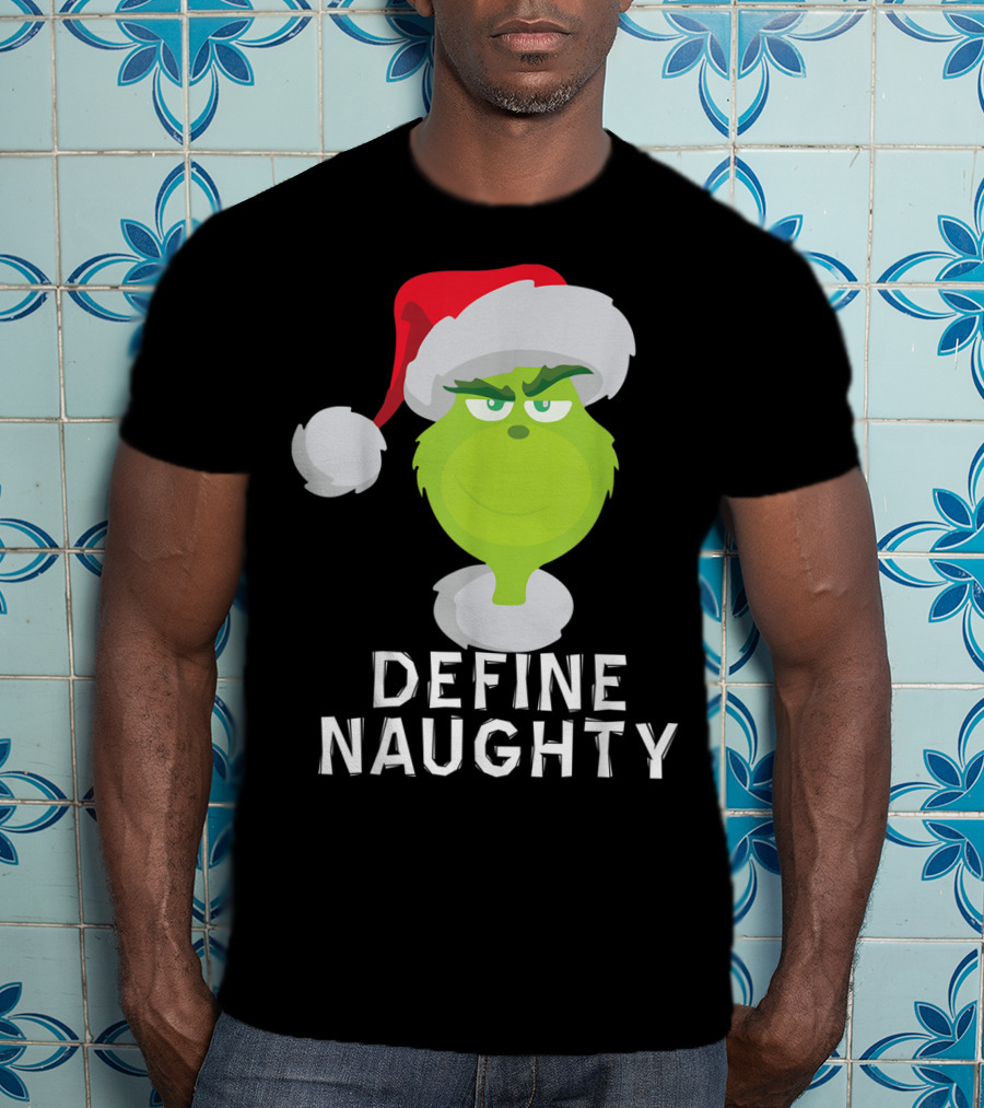 DrSeuss TheGrinch Define Naughty Santa Hat Christmas T-Shirt