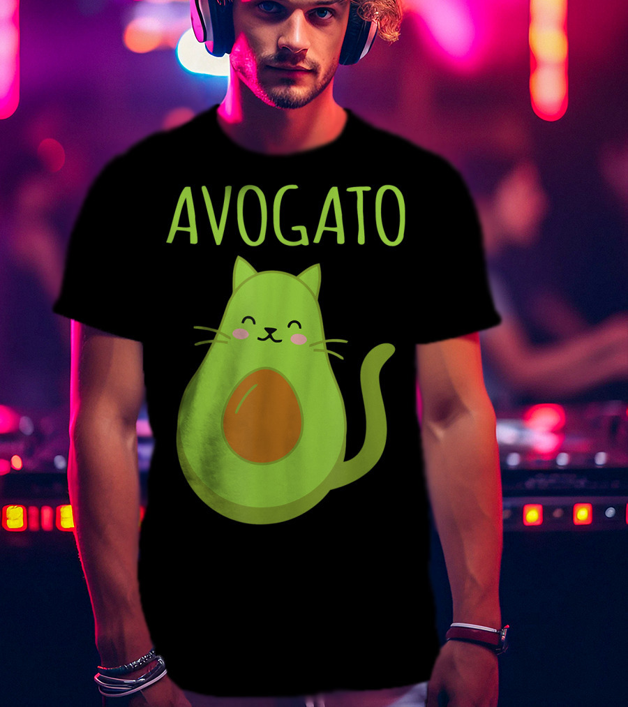 Avogato Funny Cat Avocado Kawaii T-Shirt