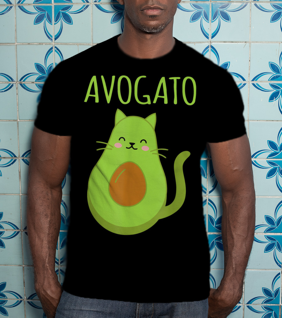 Avogato Funny Cat Avocado Kawaii T-Shirt