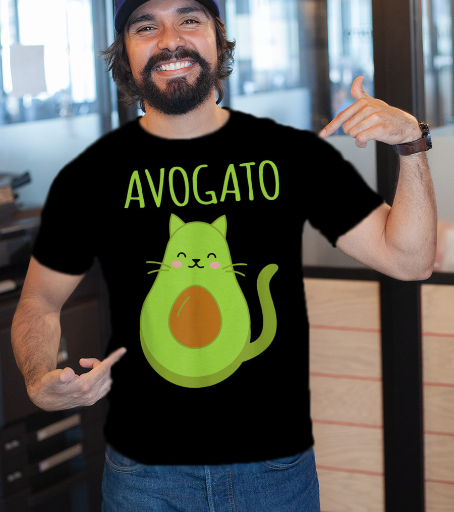Avogato Funny Cat Avocado Kawaii T-Shirt