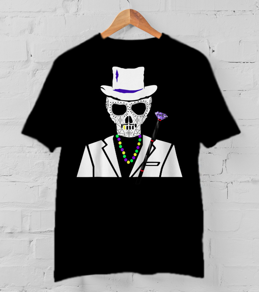 Baron Samedi Voodoo Skeleton With Top Hat And Beads T-Shirt