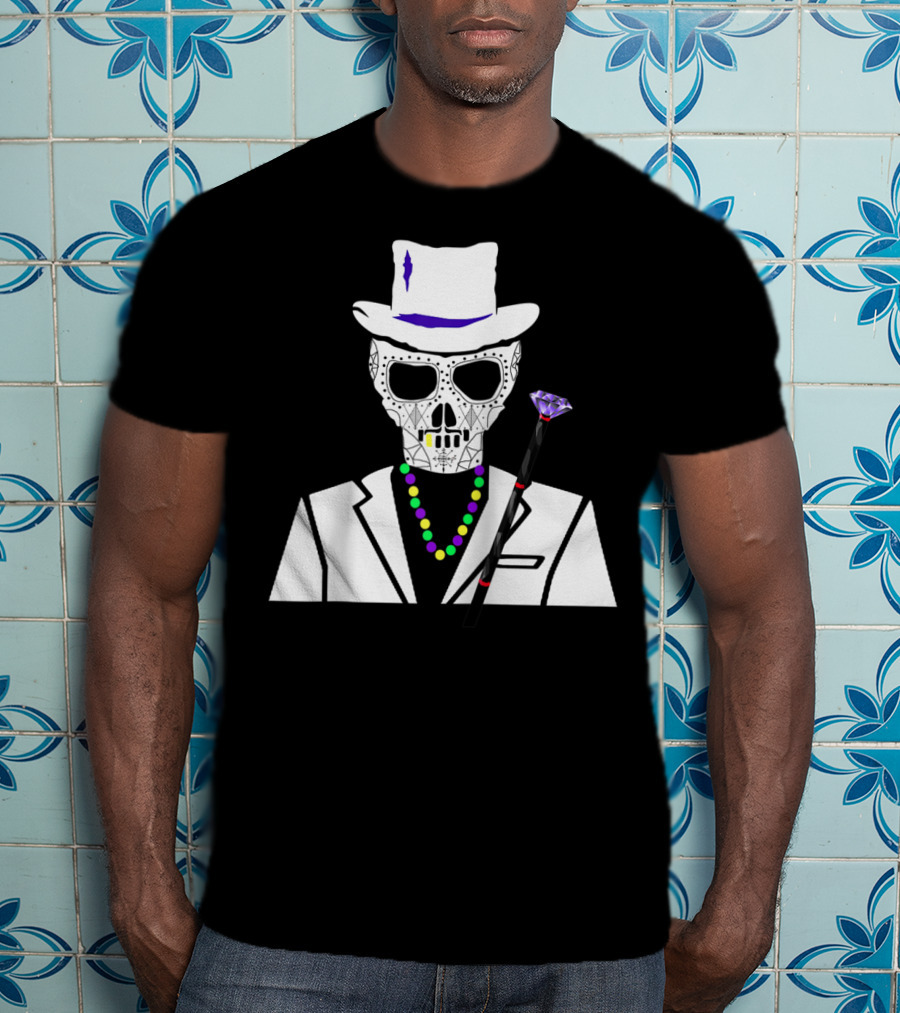 Baron Samedi Voodoo Skeleton With Top Hat And Beads T-Shirt