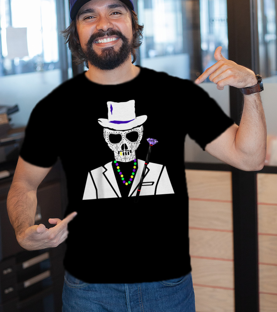 Baron Samedi Voodoo Skeleton With Top Hat And Beads T-Shirt